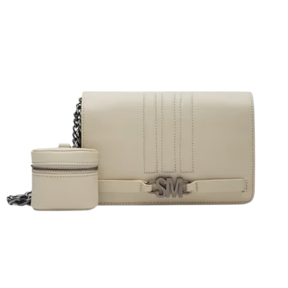 Steve Madden Bolsa Crossbody Latte Beige. Gunmetal Chain w/ Purse. #553 NWT - Picture 1 of 14